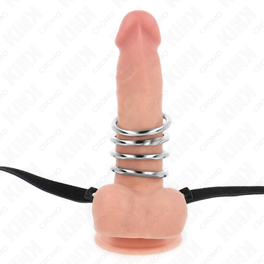 Anelli pene in metallo con cinturino in pelle da 112 cm per controllo e piacere